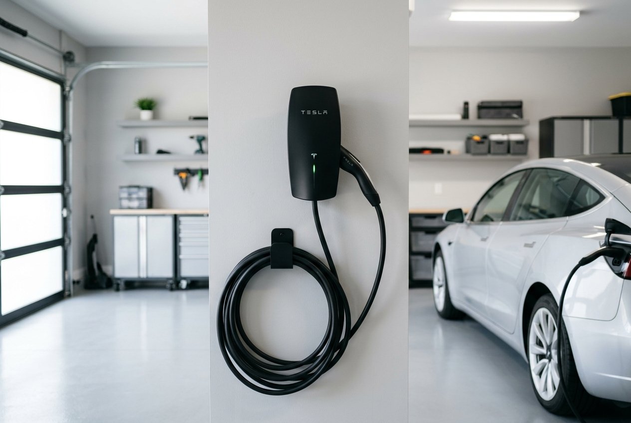 Tesla Wall Connector installation in garage