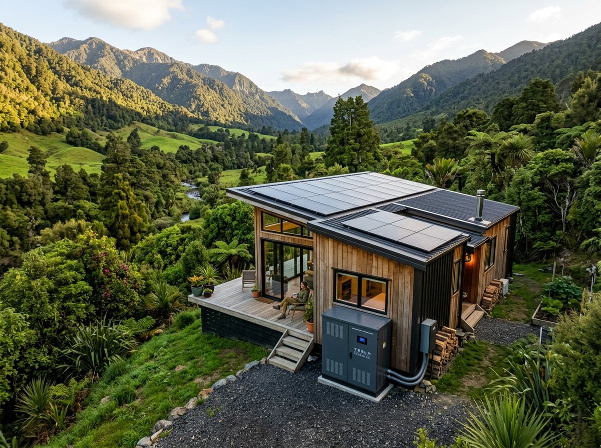 Off grid cabin solar power setup Hunua Ranges