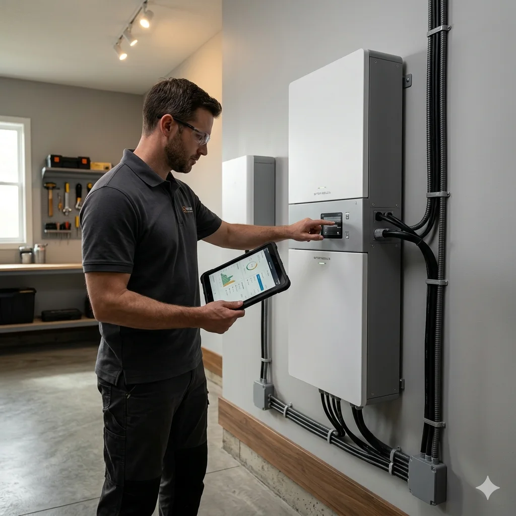 Home battery storage system installed in a utility space